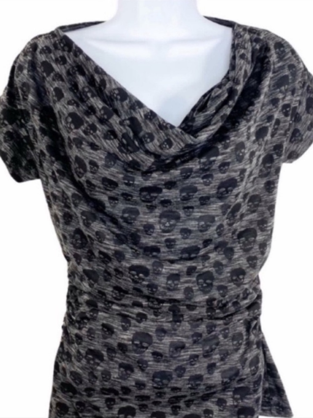 CHELSEA & VIOLET Skulls cowl neck top S - Picture 2 of 10